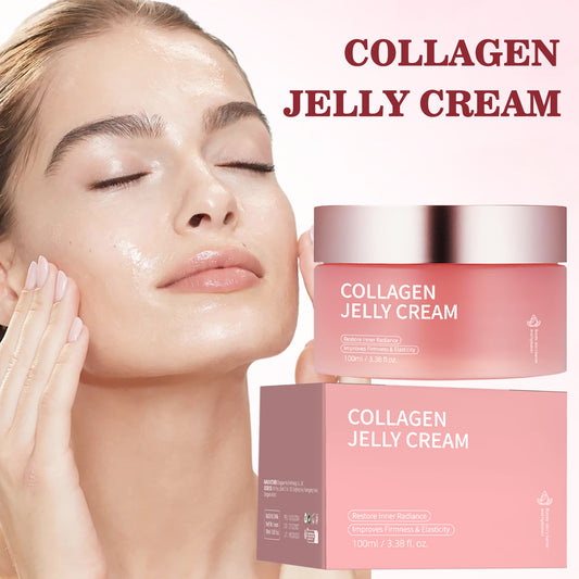 1.	Product Jar: “Collagen Jelly Face Cream with Niacinamide in a sleek jar for moisturizing, anti-aging, and pore-shrinking skincare.”
	2.	Texture Close-Up: “Close-up of lightweight, jelly texture of Collagen Face Cream for deep hydration and skin brightening.”
	3.	Application on Skin: “Woman applying Collagen Jelly Face Cream with Niacinamide for anti-aging and pore reduction.”
	4.	Before and After Comparison: “Before and after results of Collagen Jelly Face Cream showing minimized pores, improved hydratio