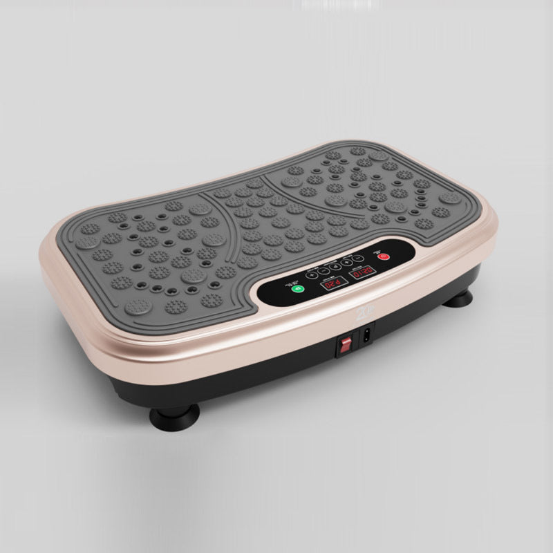 “Home vibration fitness platform for full-body workout with intelligent frequency vibration, helping to tone waist, legs, arms, and glutes. Adjustable multi-gear options and remote control features. Maximum load 100KG, 150W power, 220V-50/60Hz. Ideal for fitness, health massage, and body shaping at home.”